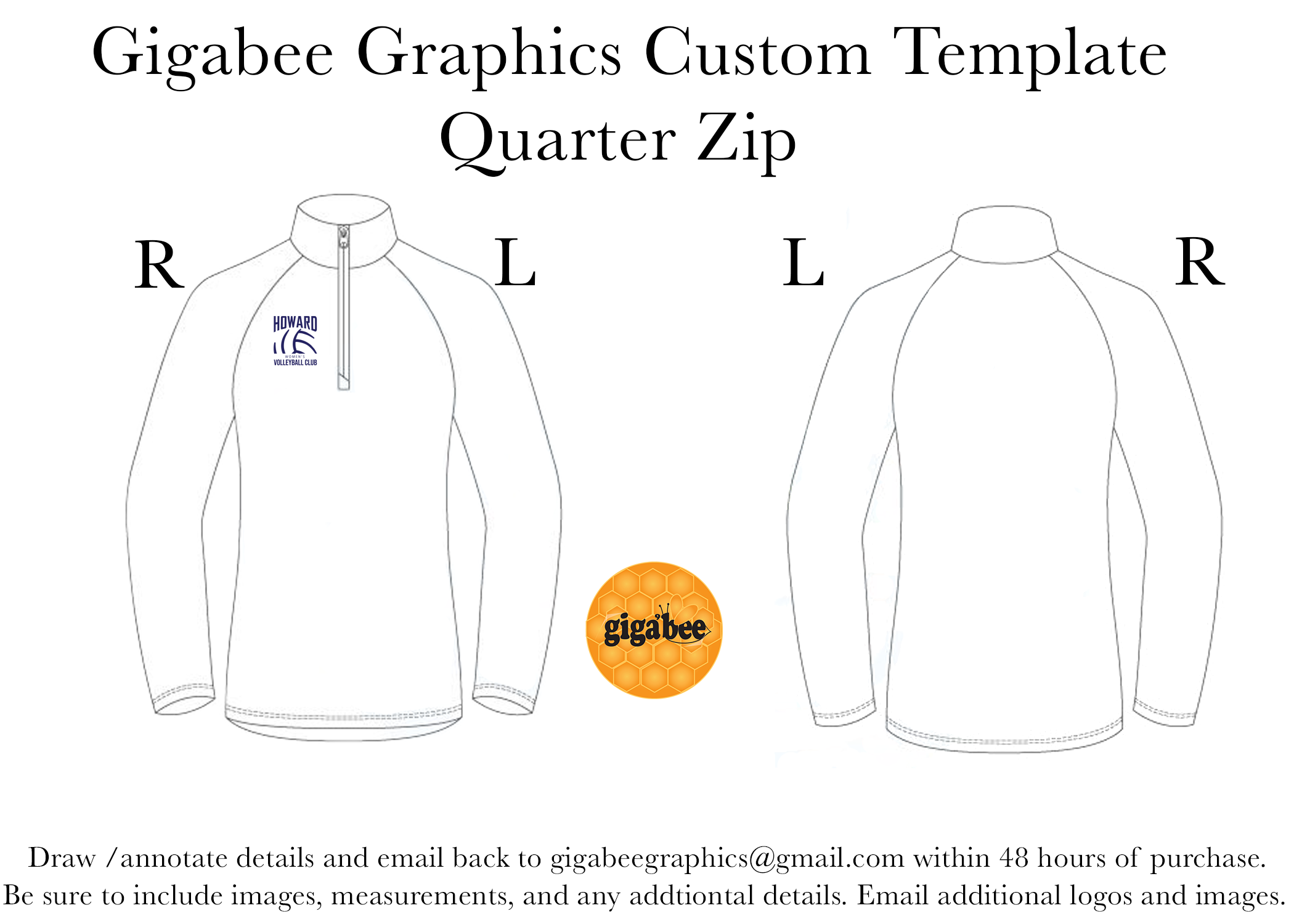 Quarter Zip Pullover Ladies Gigabee Graphics